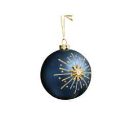 Melody Maison Set Of 2 Navy Blue & Gold Glittered Starburst Baubles - 8Cm - thumbnail 6