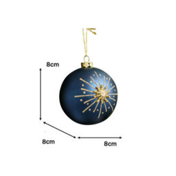 Melody Maison Set Of 2 Navy Blue & Gold Glittered Starburst Baubles - 8Cm - thumbnail 7