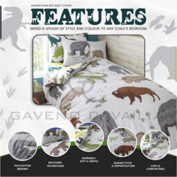 Gc Gaveno Cavailia Kids Printed Wooly Mammoth And Pals Duvet Cover Double Bedding Set - thumbnail 3