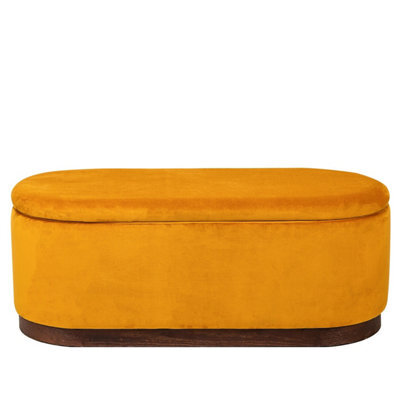 Nordlys Mustard Yellow Velvet And Wood Storage Bench Modern Design Style Entryway - image 1