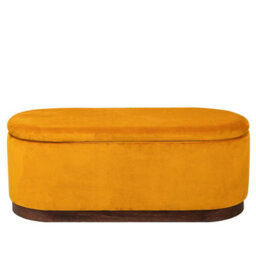 Nordlys Mustard Yellow Velvet And Wood Storage Bench Modern Design Style Entryway - thumbnail 1