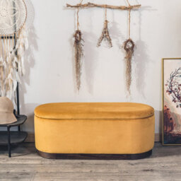 Nordlys Mustard Yellow Velvet And Wood Storage Bench Modern Design Style Entryway - thumbnail 5