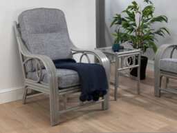 Desser Madrid Grey Lamp Table With Glass Top - Natural Rattan - thumbnail 4
