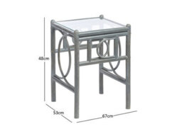 Desser Madrid Grey Lamp Table With Glass Top - Natural Rattan - thumbnail 3