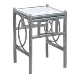 Desser Madrid Grey Lamp Table With Glass Top - Natural Rattan