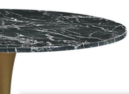 100Cm Black Round Marble Dining Table With Golden Metal Tulip Legs, Suitable For 4 Seaters - thumbnail 3