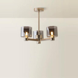 Valuelights Demi Brushed Chrome And Smoked Glass 3 Arm Chandelier Ceiling Light And Bulbs - thumbnail 6