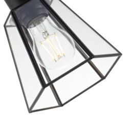 Happy Homewares Industrial Lantern Pendant Lamp Shade In Matte Black With Clear Glass - thumbnail 8