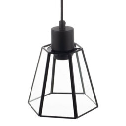 Happy Homewares Industrial Lantern Pendant Lamp Shade In Matte Black With Clear Glass - thumbnail 3