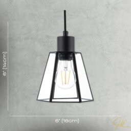 Happy Homewares Industrial Lantern Pendant Lamp Shade In Matte Black With Clear Glass - thumbnail 7