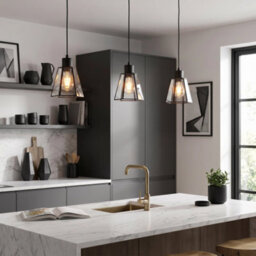 Happy Homewares Industrial Lantern Pendant Lamp Shade In Matte Black With Clear Glass - thumbnail 6