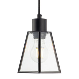 Happy Homewares Industrial Lantern Pendant Lamp Shade In Matte Black With Clear Glass - thumbnail 5