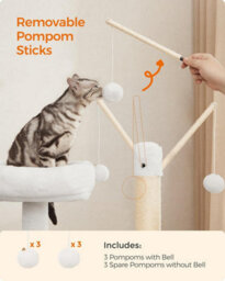 Songmics Dual-Purpose Cat Tower, Modern Design With Hidden Litter Area And Play Features, Greige - thumbnail 6