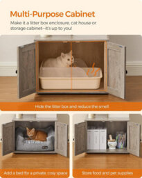 Songmics Dual-Purpose Cat Tower, Modern Design With Hidden Litter Area And Play Features, Greige - thumbnail 4