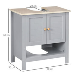 Kleankin Bathroom Under Sink Cabinet With Adjustable Shelf, White, Grey - thumbnail 4