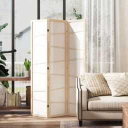 Homcom Room Divider, Screen Protector With Frame, Natural Wood Finish - thumbnail 1