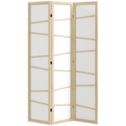 Homcom Room Divider, Screen Protector With Frame, Natural Wood Finish - thumbnail 2