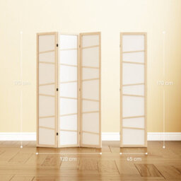 Homcom Room Divider, Screen Protector With Frame, Natural Wood Finish - thumbnail 3