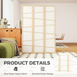 Homcom Room Divider, Screen Protector With Frame, Natural Wood Finish - thumbnail 4