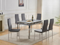 Furnizone UK Grande 6-Seater Ceramic Extending Dining Table And 6 Monza Grey Velvet Chairs - thumbnail 2