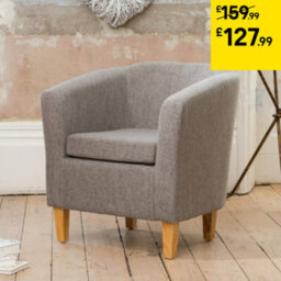 Alderwood 68Cm Wide Hessian Fabric Tub Chair With Pine Coloured Legs - Dark Grey - thumbnail 2