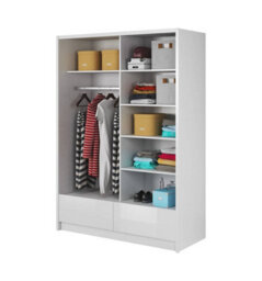 Aria I Mirrored Sliding Two Door Wardrobe 150Cm In White Gloss - thumbnail 2