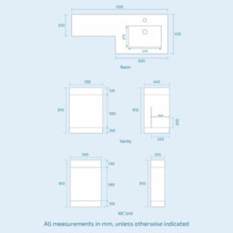 Nes Home Debra Bathroom White L-Shape Rh Basin Vanity Unit Btw Wc Toilet 1100mm - thumbnail 8