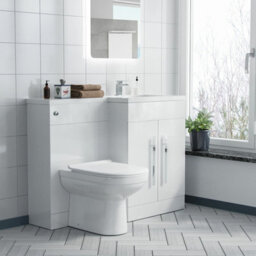 Nes Home Debra Bathroom White L-Shape Rh Basin Vanity Unit Btw Wc Toilet 1100mm - thumbnail 2