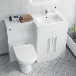 Nes Home Debra Bathroom White L-Shape Rh Basin Vanity Unit Btw Wc Toilet 1100mm - thumbnail 3