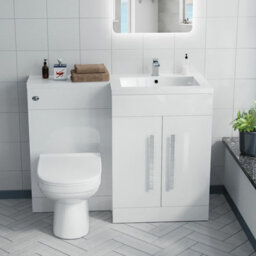 Nes Home Debra Bathroom White L-Shape Rh Basin Vanity Unit Btw Wc Toilet 1100mm - thumbnail 4