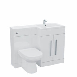 Nes Home Debra Bathroom White L-Shape Rh Basin Vanity Unit Btw Wc Toilet 1100mm - thumbnail 6