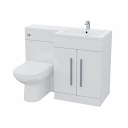 Nes Home Debra Bathroom White L-Shape Rh Basin Vanity Unit Btw Wc Toilet 1100mm - thumbnail 7