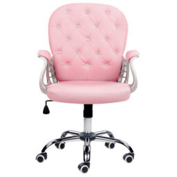 Beliani Desk Chair Princess Faux Leather Pink - thumbnail 6