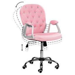 Beliani Desk Chair Princess Faux Leather Pink - thumbnail 8