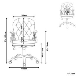 Beliani Desk Chair Princess Faux Leather Pink - thumbnail 3