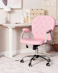 Beliani Desk Chair Princess Faux Leather Pink - thumbnail 2