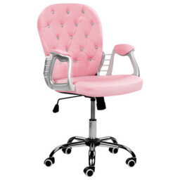 Beliani Desk Chair Princess Faux Leather Pink - thumbnail 4