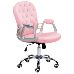 Beliani Desk Chair Princess Faux Leather Pink