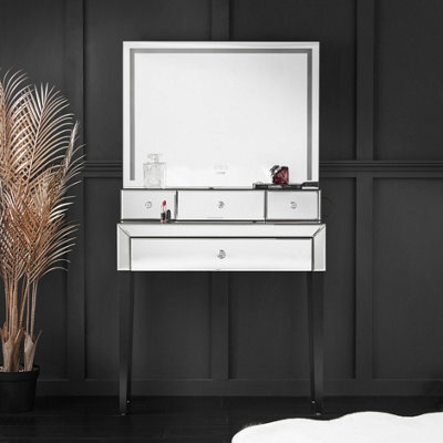 CARME Home Callie X Laguna Silver Led Mirror Dressing Table - image 1