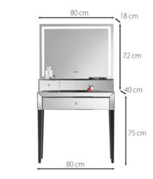 CARME Home Callie X Laguna Silver Led Mirror Dressing Table - thumbnail 7