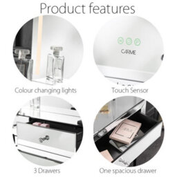 CARME Home Callie X Laguna Silver Led Mirror Dressing Table - thumbnail 5