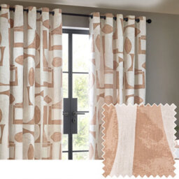 HÖEM Hoem Carro Abstract Room Darkening Eyelet Curtain Pair Clay (W)117Cm X (D)137Cm