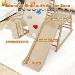 Costway Toddlers 3-In 1 Jungle Gym Indoor Playground W/ Extended Slide-Natural - thumbnail 6