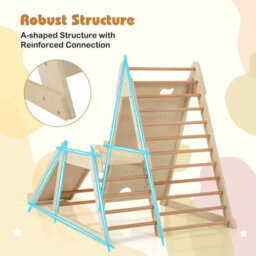Costway Toddlers 3-In 1 Jungle Gym Indoor Playground W/ Extended Slide-Natural - thumbnail 7
