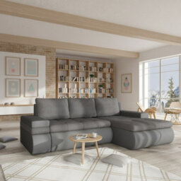 Oslo Mini Corner Sofa Bed With Storage Hr Foam Wave Spring Wooden Frame Living Room 245X182X90Cm Grey Right
