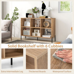 Costway 6 Cube Wooden Storage Bookcase Open Bookshelf Home Office Display Cabinet Rack - thumbnail 6