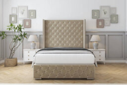 "Sloomy Arundel Almond Coniston Bed Frame With Mattress With 50""  Upholstered Wingback Headboard 4' Small Double" - thumbnail 1