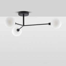 Houseof 3 Light Frosted Glass Orb Straight Arm Flush Ceiling Light - Charcoal Grey Black - thumbnail 6