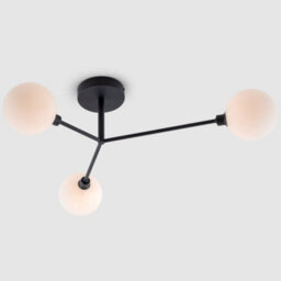 Houseof 3 Light Frosted Glass Orb Straight Arm Flush Ceiling Light - Charcoal Grey Black - thumbnail 4