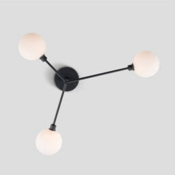 Houseof 3 Light Frosted Glass Orb Straight Arm Flush Ceiling Light - Charcoal Grey Black - thumbnail 5